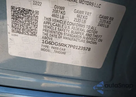 2023 Cadillac Ct4 Sport z USA, uszkodzony, nr VIN 1G6DG5RK7P0123578